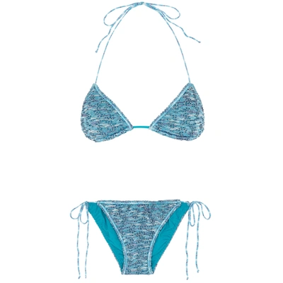 Shop Missoni Blue Metallic-weave Bouclé Bikini