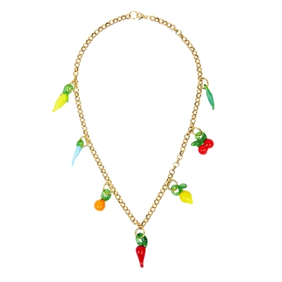 Shop Sandralexandra Groceries Gold-tone Necklace In Multicoloured