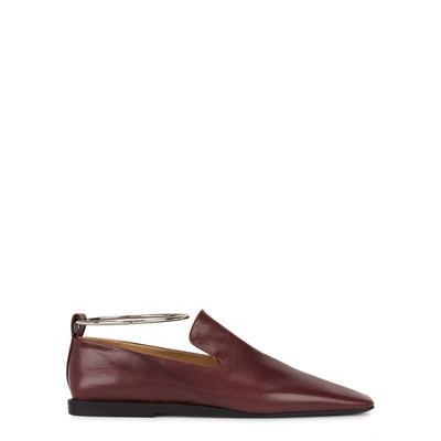 Shop Jil Sander Burgundy Leather Loafers In Dark Red