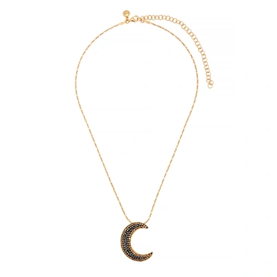 Shop Soru Jewellery Notte 18kt Gold-plated Moon Necklace In Black