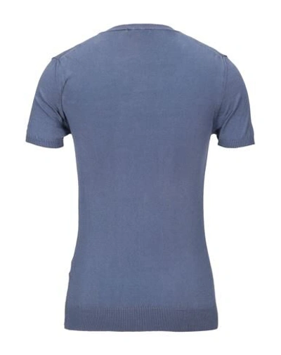 Shop Daniele Fiesoli Man Sweater Slate Blue Size Xxl Cotton
