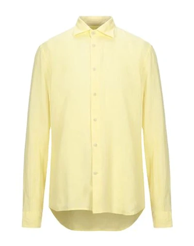 Shop Drumohr Man Shirt Light Yellow Size M Linen