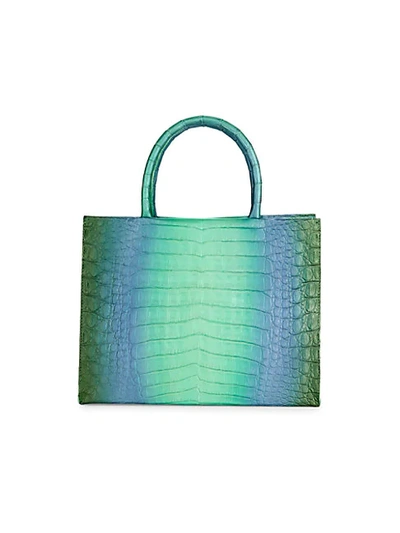 Shop Nancy Gonzalez Medium Crocodile Leather Shopper In Green Blue