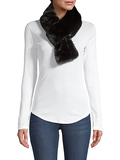 Shop Adrienne Landau Faux-fur Pull-through Short Scarf In Black