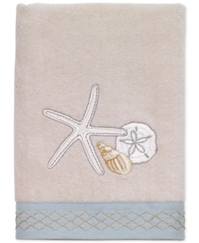 Shop Avanti Seaglass Embroidered Seashell Cotton Hand Towel, 16" X 30" In Beige