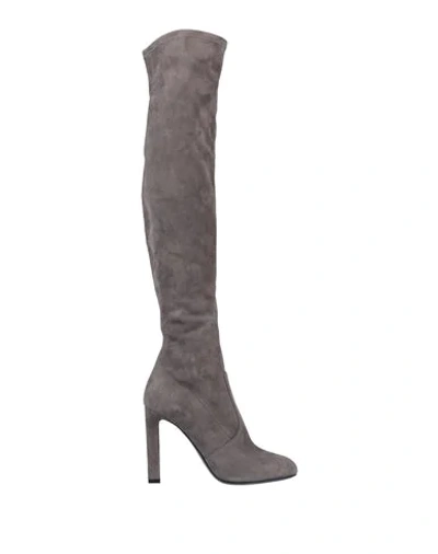 Shop Saint Laurent Knee Boots In Grey