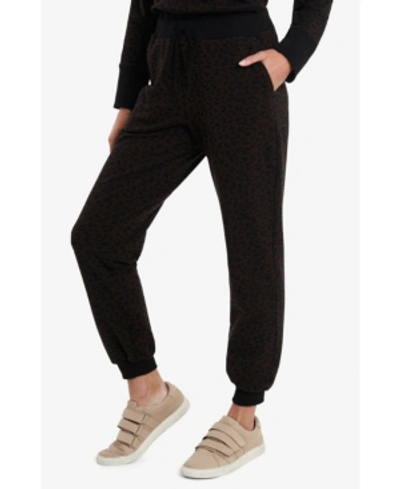 Shop Vince Camuto Cozy Animal Printed French Terry Jogger In Deep Espresso