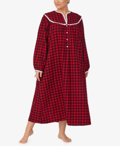 Shop Lanz Of Salzburg Plus Size Cotton Flannel Nightgown In Red/pld