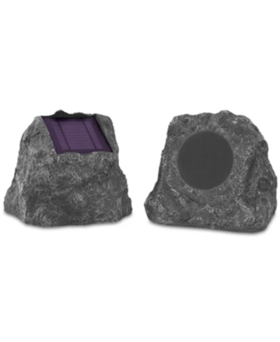 Shop Innovative Technology 2-pk. Solar Bluetooth Outdoor Rock Speakers In Grey