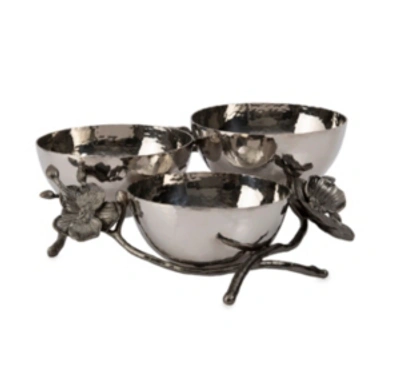 Shop Michael Aram Black Orchid Triple Nut Dish In Silver