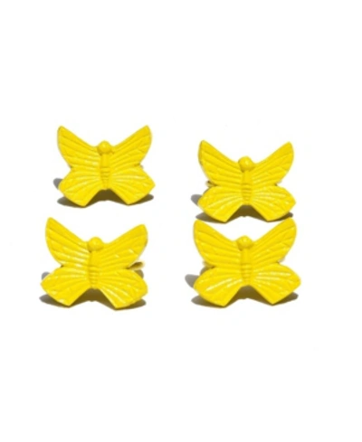 Shop Vibhsa Butterfly Napkin Rings Set Of 4 In Yellow