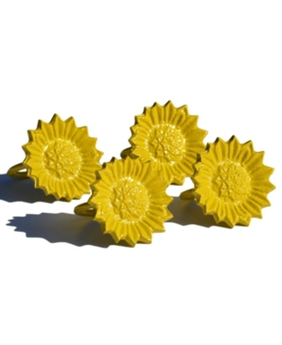 Shop Vibhsa Sun Flower Napkin Ring In Yellow
