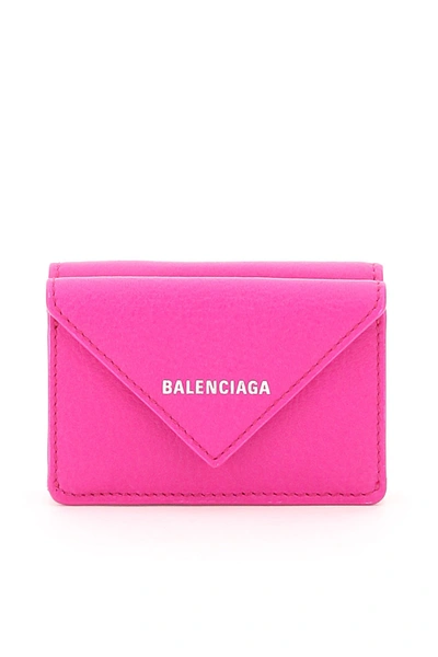 Shop Balenciaga Papier Mini Wallet In Fuxia