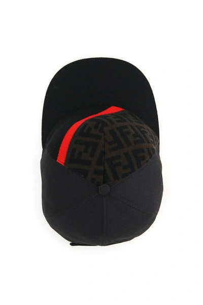 Shop Fendi Ff Stripe Baseball Hat In Fango Moro Rosso