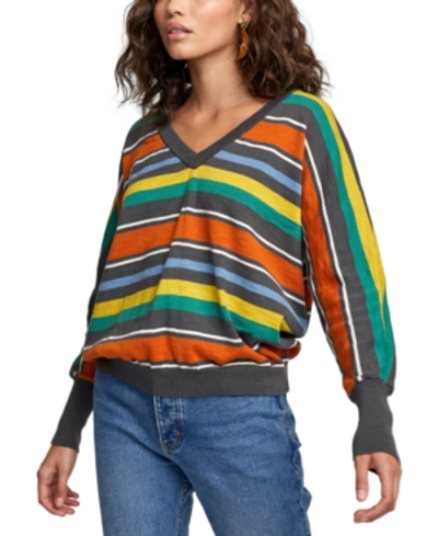 Shop Rvca Carter Striped Sweater In Multi