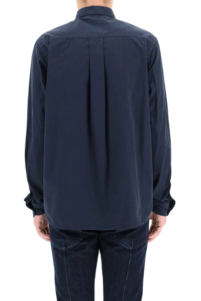 Shop Kenzo Shirt With Tiger Embroidery In Bleu Marine