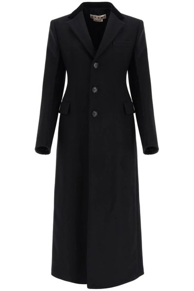 Shop Marni Cloth Redingote Coat In Black