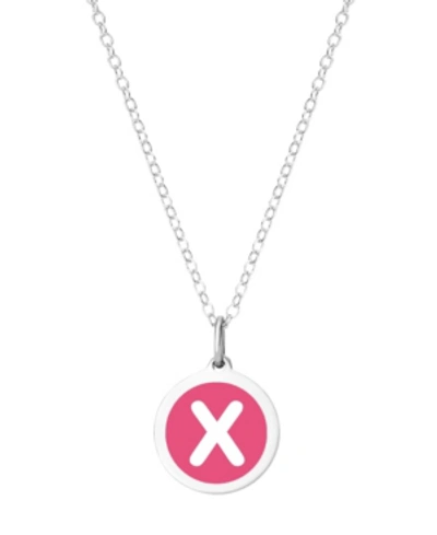 Shop Auburn Jewelry Mini Initial Pendant Necklace In Sterling Silver And Hot Pink Enamel, 16" + 2" Extender In Hot Pink-x