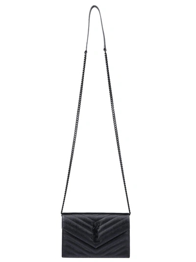 Shop Saint Laurent Chain Wallet In Nero