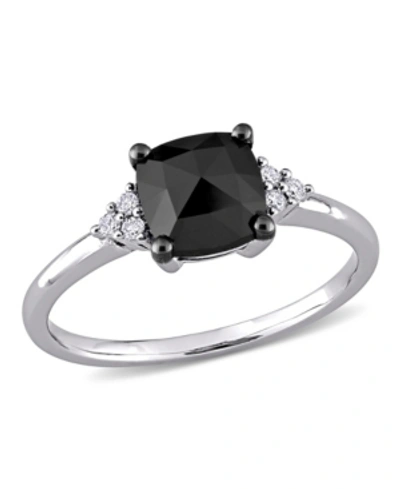 Macy's Black And White Diamond (1 1/3 Ct. T.w.) Engagement Ring In 14k White Gold In White