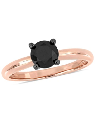 Macy's Black Diamond (1 Ct. T.w.) Solitaire Ring In 14k Yellow, White Or Rose Gold In Rose Gold