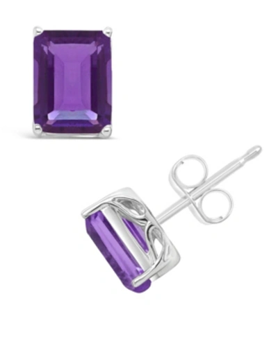 Macy's Garnet (3-9/10 Ct. T.w.) Stud Earrings In Sterling Silver. Also Available In Amethyst (3-1/5 Ct. T.w In Amethyst