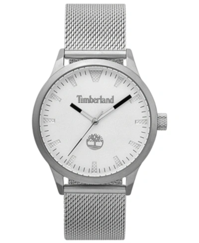 Shop Timberland Men's Stainless Steel Mesh Bracelet Watch 40mm In Silver