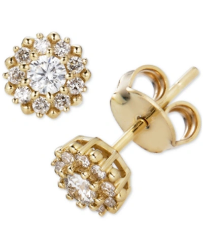 Macy's Diamond Halo Stud Earrings (1/3 Ct. T.w.) In 14k Gold In Yellow Gold