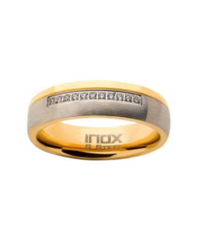 Inox Men's Steel Gold-tone Plated 11 Piece Clear Diamond Ring In Gold-tone