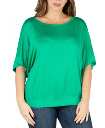 24seven Comfort Apparel Loose Fit Dolman Maternity Top With Wide Sleeves In Green