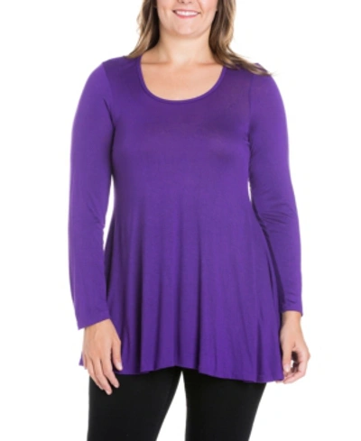 Shop 24seven Comfort Apparel Women's Plus Size Poised Swing Tunic Top In Amethyst