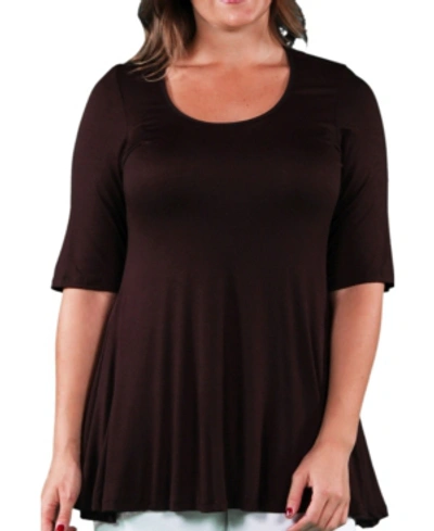 Shop 24seven Comfort Apparel Plus Size Tunic Top In Brown