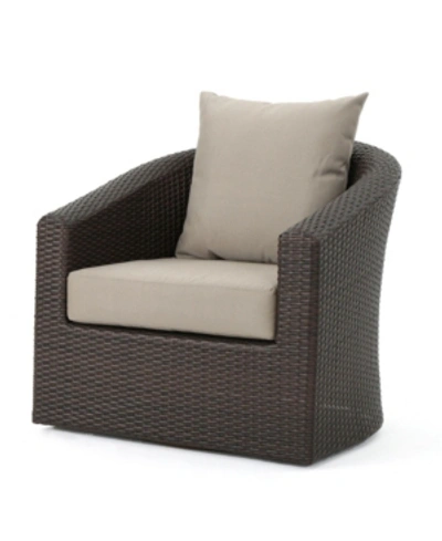 Shop Noble House Darius Outdoor Framed Swivel Club Chair With Cushions In Beige