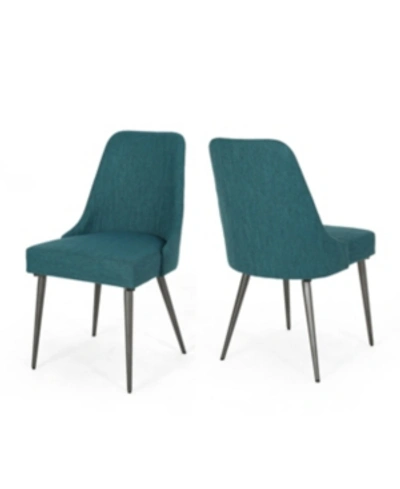 Shop Noble House Alnoor Dining Chairs, Set Of 2 In Teal
