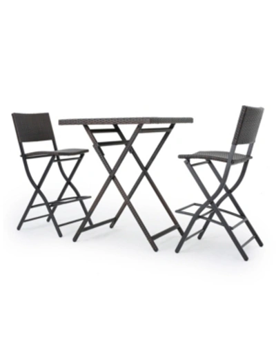 Shop Noble House Margarita Outdoor 3 Piece Bar Set In Dark Brown