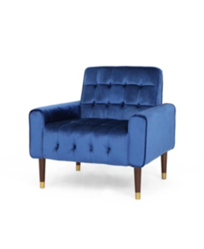 Shop Noble House Bourchier Accent Chair In Dark Blue