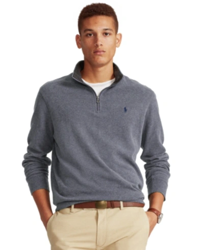 Shop Polo Ralph Lauren Men's Jersey Quarter-zip Pullover In Dark Grey Heather