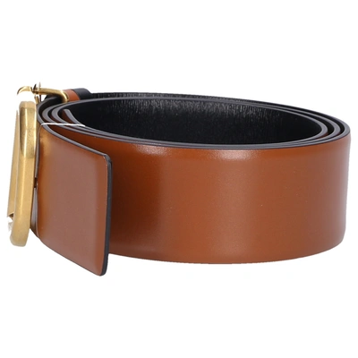 Shop Valentino Garavani Women Belt Vlogo Calfskin Brown Black In Black,brown