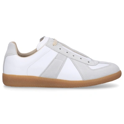 Shop Maison Margiela Low-top Sneakers Replica Calfskin Suede Logo White-combo