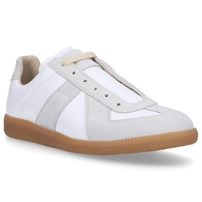 Shop Maison Margiela Low-top Sneakers Replica Calfskin Suede Logo White-combo