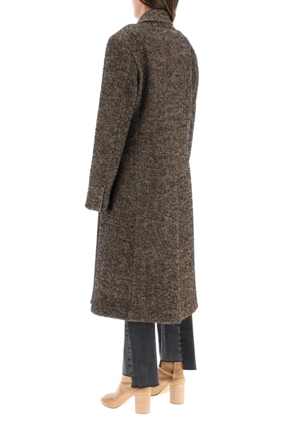 Shop Maison Margiela Chevron Wool Long Coat In Brown,black