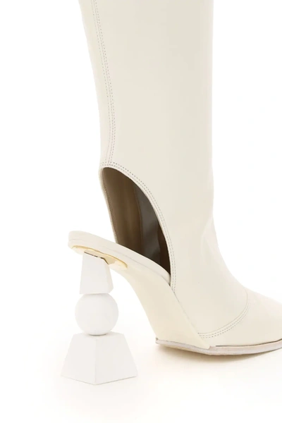 Shop Jacquemus Olive Leather Boots In White