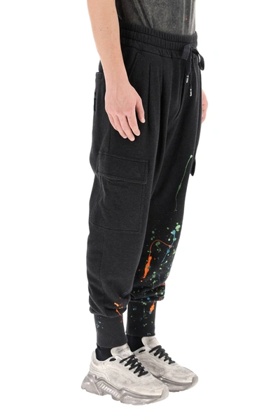 Shop Dolce & Gabbana Color Dripping Jogger Pants In Grey,orange,green