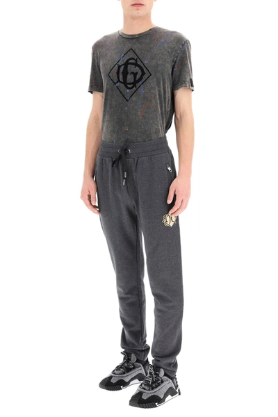 Shop Dolce & Gabbana Sweatpants Maxi Logo In Grey
