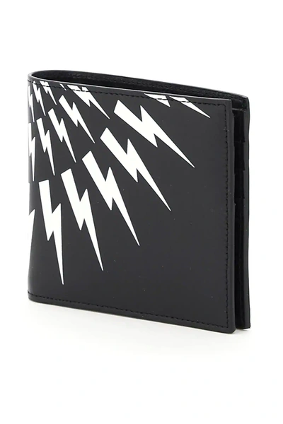 Shop Neil Barrett Fair-isle Thunderbolt Wallet In Black,white