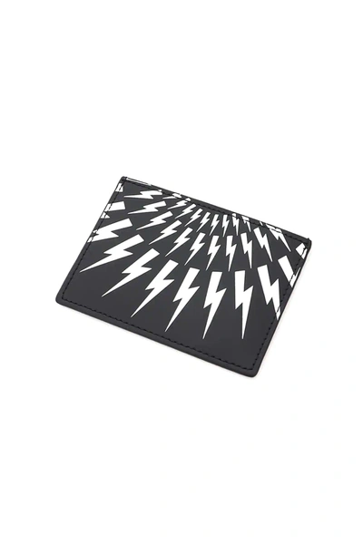 Shop Neil Barrett Fair-isle Thunderbolt Card Holder In Black,white