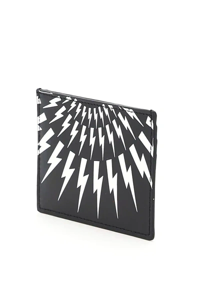 Shop Neil Barrett Fair-isle Thunderbolt Card Holder In Black,white