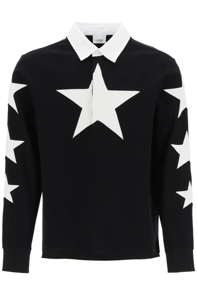 Shop Burberry Easton Star Polo In Black,white