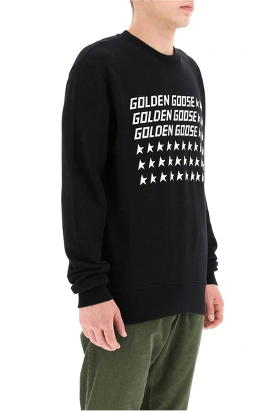 Shop Golden Goose Archibald Sweatshirt With Flag Print In Black,white