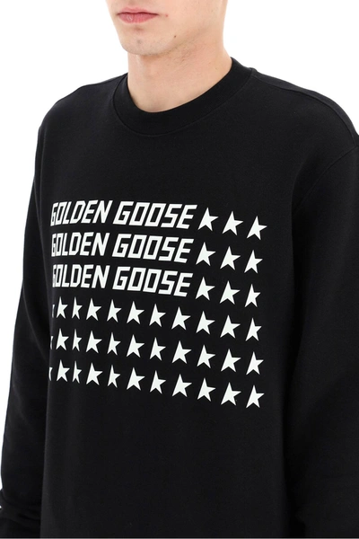 Shop Golden Goose Archibald Sweatshirt With Flag Print In Black,white